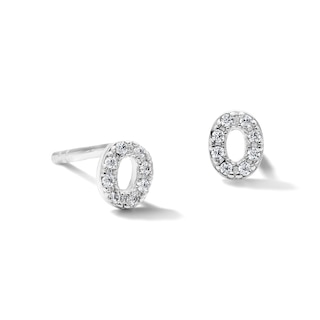 Solid Sterling Silver CZ "O" Initial Studs