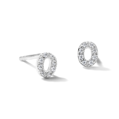 Solid Sterling Silver CZ "O" Initial Studs