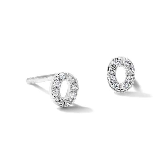 Solid Sterling Silver CZ "O" Initial Studs