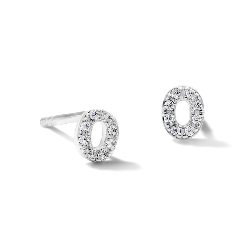 Solid Sterling Silver CZ "O" Initial Studs