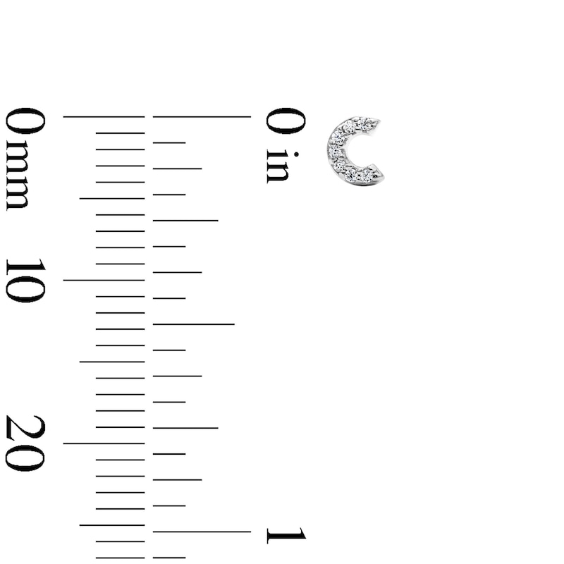 Solid Sterling Silver CZ "C" Initial Studs