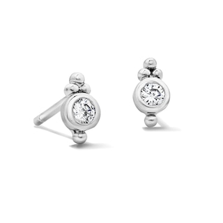 Sterling Silver CZ Round Bezel Studs