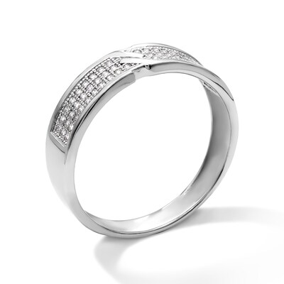 Sterling Silver CZ Pavé Criss-Cross Ring - Size 10