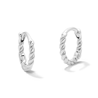 Solid Sterling Silver Polished Twist Huggie Hoops