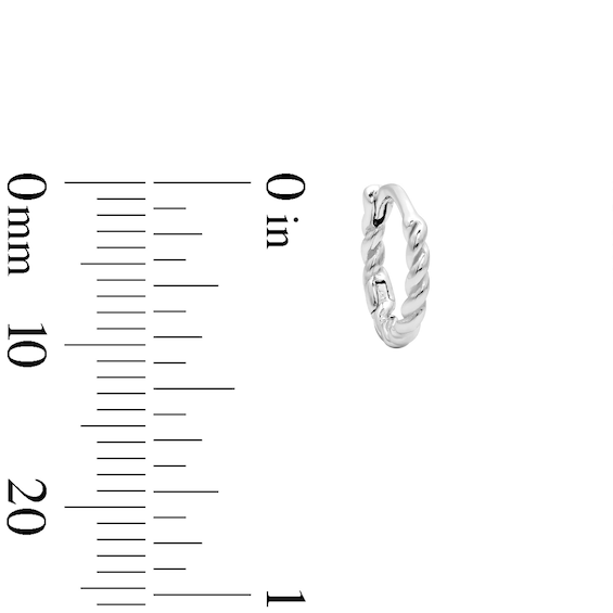 Solid Sterling Silver Polished Twist Huggie Hoops