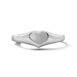 Sterling Silver Polished Heart Signet Ring - Size 7