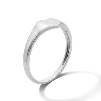 Sterling Silver Polished Heart Signet Ring - Size 7