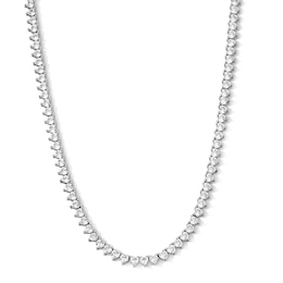 Sterling Silver CZ Heart Tennis Necklace - 18"