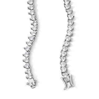 Sterling Silver CZ Heart Tennis Necklace - 18"