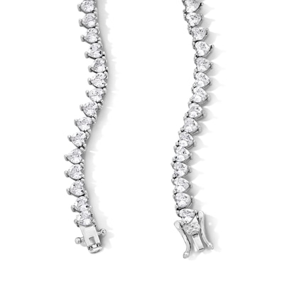 Sterling Silver CZ Heart Tennis Necklace - 18"