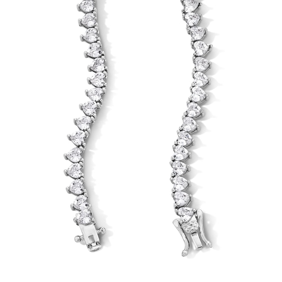 Sterling Silver CZ Heart Tennis Necklace - 18"