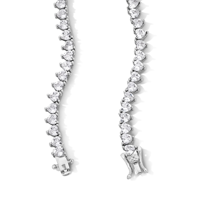 Sterling Silver CZ Heart Tennis Necklace - 18"