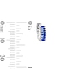 Solid Sterling Silver Blue CZ Baguette Huggie Hoops