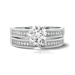 Sterling Silver Round CZ Channel Bridal Set - Size 7