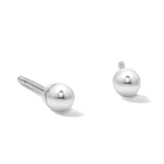 Solid Sterling Silver 3mm Freshwater Cultured Pearl Studs