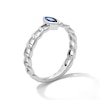 Solid Sterling Silver Blue Marquise CZ Chain-Link Ring - Size 7