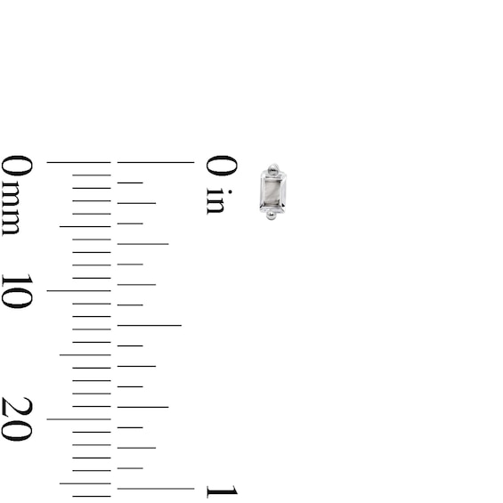 Solid Sterling Silver Emerald-Cut CZ Solitaire Studs