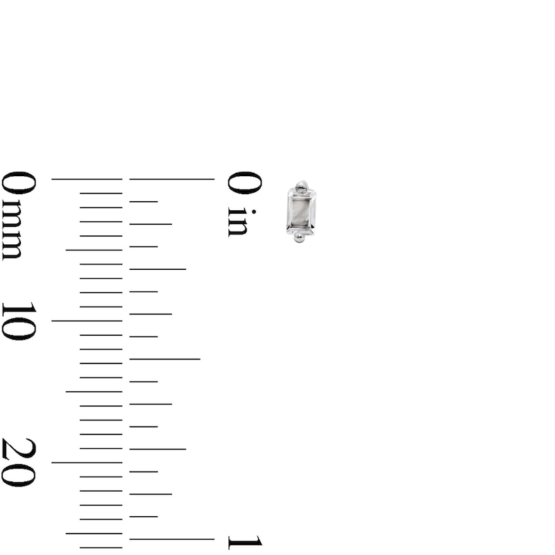 Main Image 2 of Solid Sterling Silver Emerald-Cut CZ Solitaire Studs