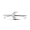 Solid Sterling Silver CZ Pavé Moon Ring - Size 7