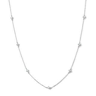 Solid Sterling Silver CZ Accent Cable Chain Necklace - 18"