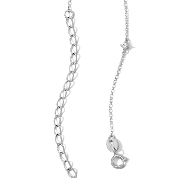 Solid Sterling Silver CZ Accent Cable Chain Necklace - 18"