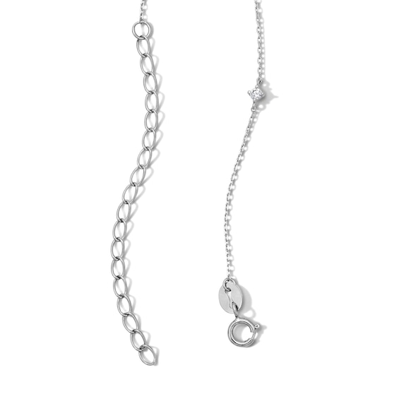 Solid Sterling Silver CZ Accent Cable Chain Necklace - 18"