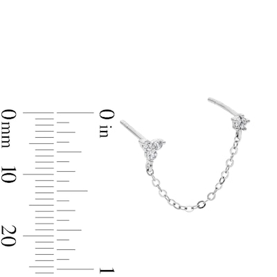 Solid Sterling Silver CZ Single and Trio Chain Stud