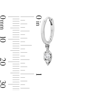 Sterling Silver CZ Teardrop Drop Huggie Hoops