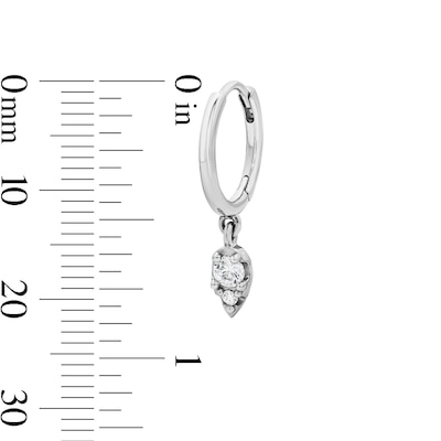 Sterling Silver CZ Teardrop Drop Huggie Hoops