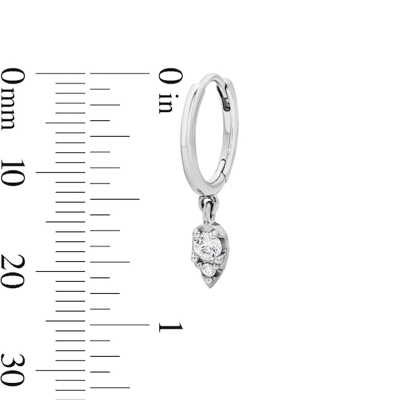 Sterling Silver CZ Teardrop Drop Huggie Hoops