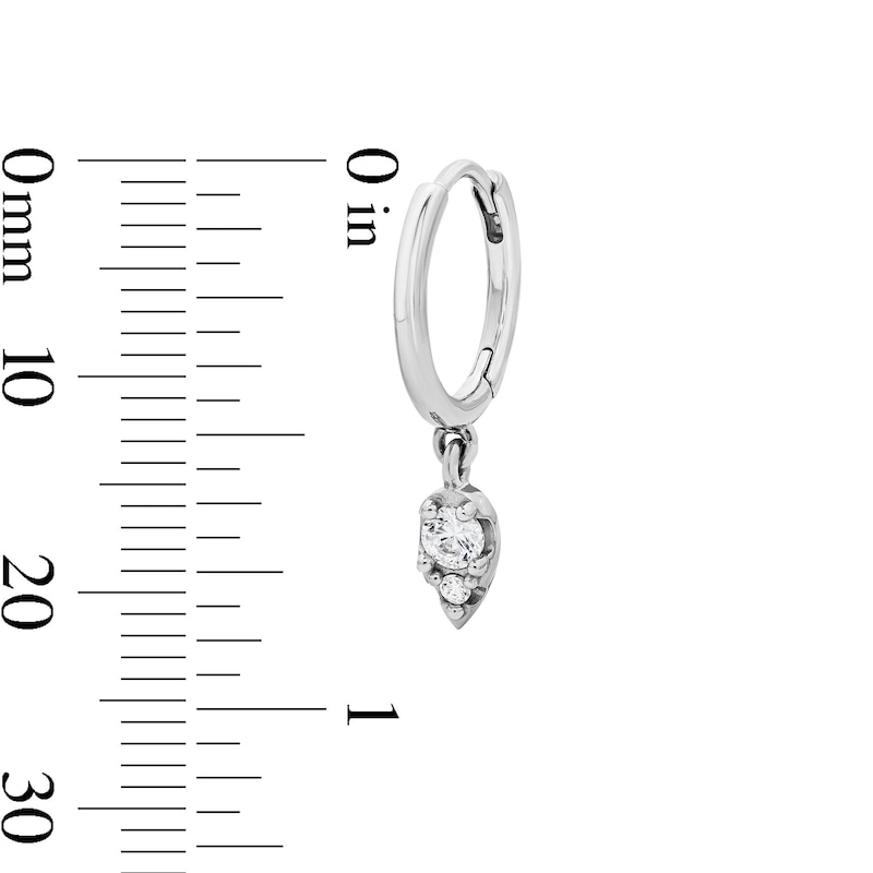 Main Image 2 of Sterling Silver CZ Teardrop Drop Huggie Hoops