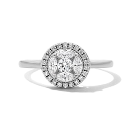 Solid Sterling Silver Round and Marquise CZ Halo Ring - Size 7