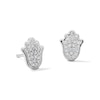 Solid Sterling Silver CZ Pavé Hamsa Studs