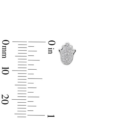 Solid Sterling Silver CZ Pavé Hamsa Studs