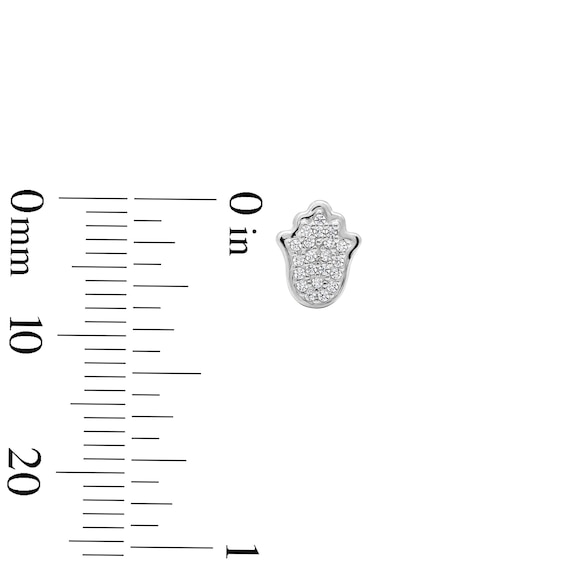 Solid Sterling Silver CZ Pavé Hamsa Studs