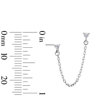 Solid Sterling Silver Round CZ Chain Studs