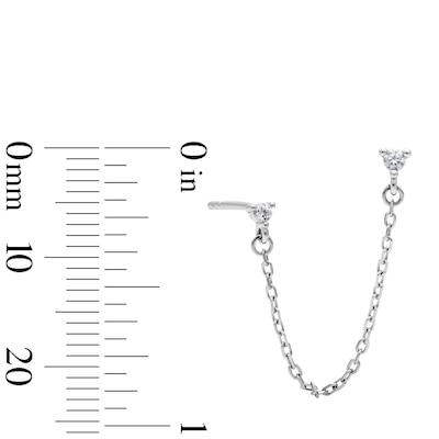 Solid Sterling Silver Round CZ Chain Studs
