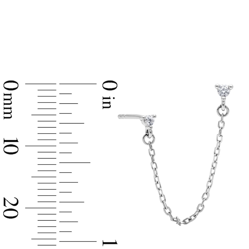 Main Image 2 of Solid Sterling Silver Round CZ Chain Studs