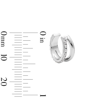 Solid Sterling Silver CZ Double Ear Cuff