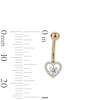 Thumbnail Image 2 of 10K Hollow Gold and Yellow Ion-Plated CZ Open Heart Belly Ring - 14G 3/8"