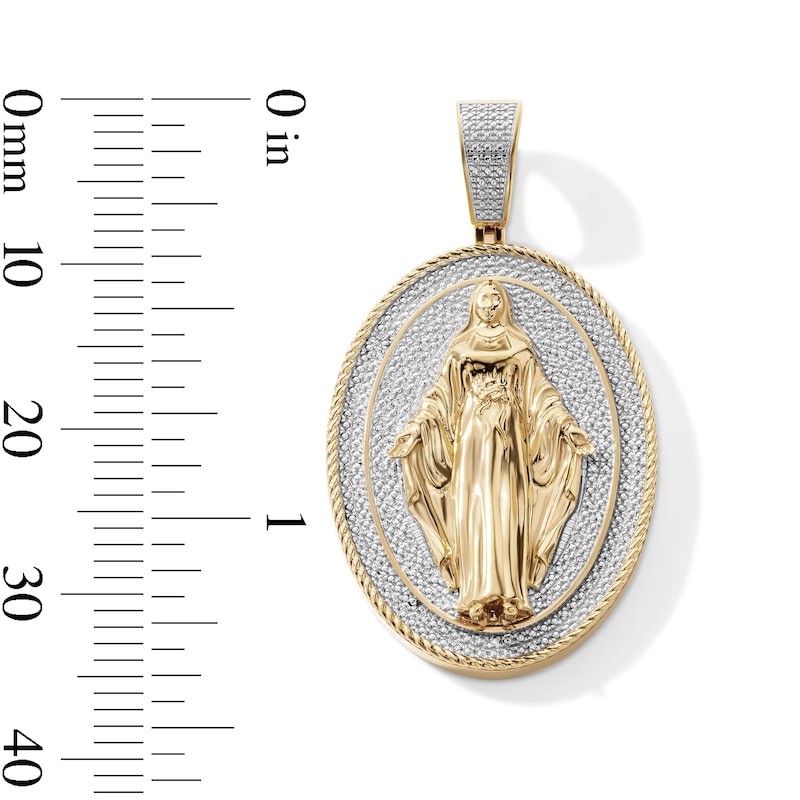 14K Gold Plated 1/10 CT. T.W. Lab-Grown Diamond Virgin Mary Medallion Necklace Charm