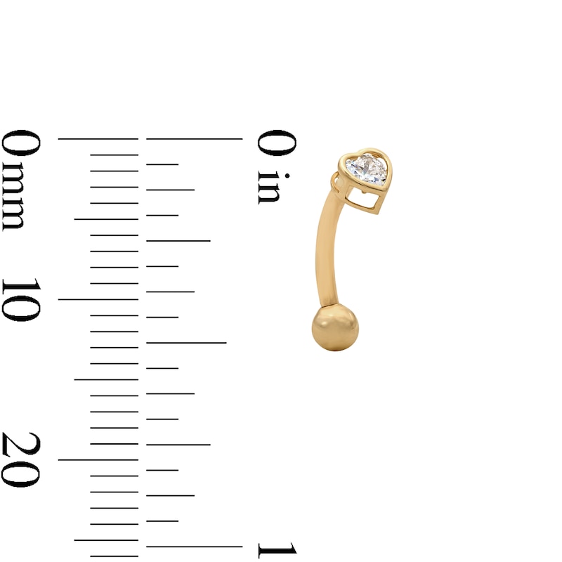 Main Image 2 of 10K Solid Gold CZ Heart Curved Barbell - 16G 5/16"
