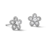 Sterling Silver CZ Textured Flower Studs