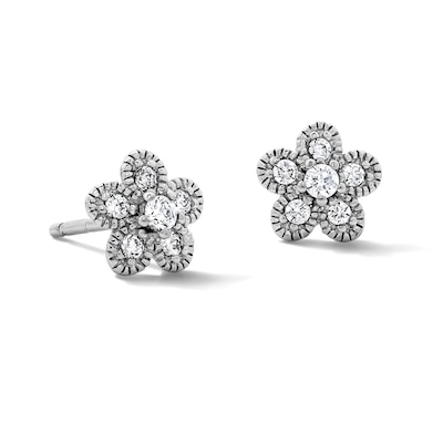 Sterling Silver CZ Textured Flower Studs