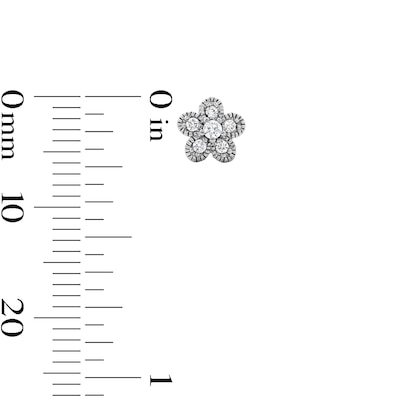 Sterling Silver CZ Textured Flower Studs