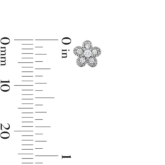 Sterling Silver CZ Textured Flower Studs
