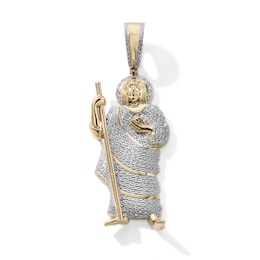14K Gold Plated 1/10 CT. T.W.  Lab-Grown Diamond Pavé Saint Jude Necklace Charm