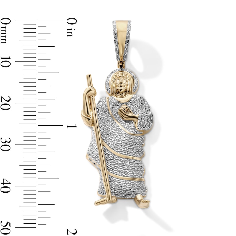 14K Gold Plated 1/10 CT. T.W. Lab-Grown Diamond Pavé Saint Jude Necklace Charm