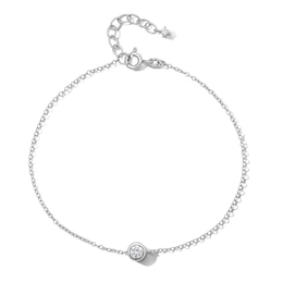 Solid Sterling Silver CZ Bezel Bracelet - 8"