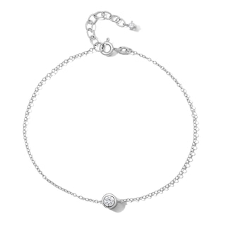 Solid Sterling Silver CZ Bezel Bracelet - 8"
